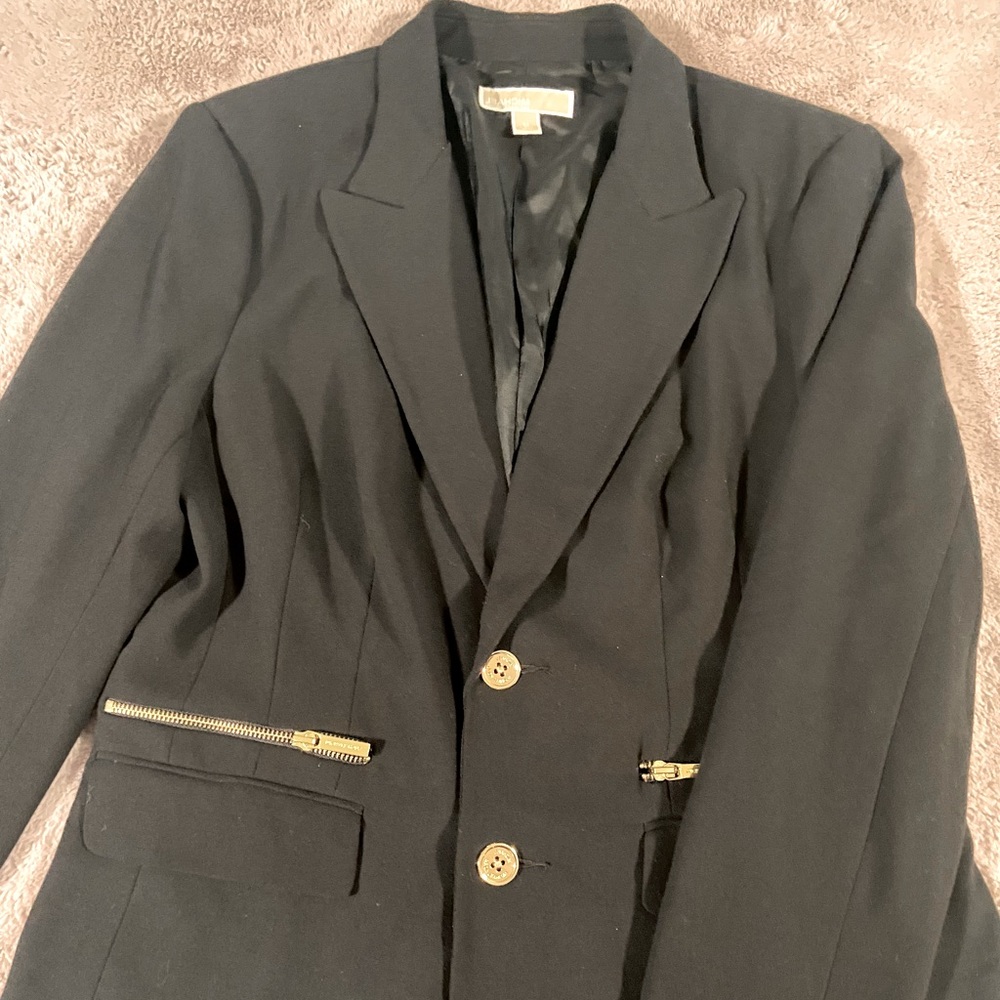 Michael Kors Black Blazer with gold button/zipper size 12